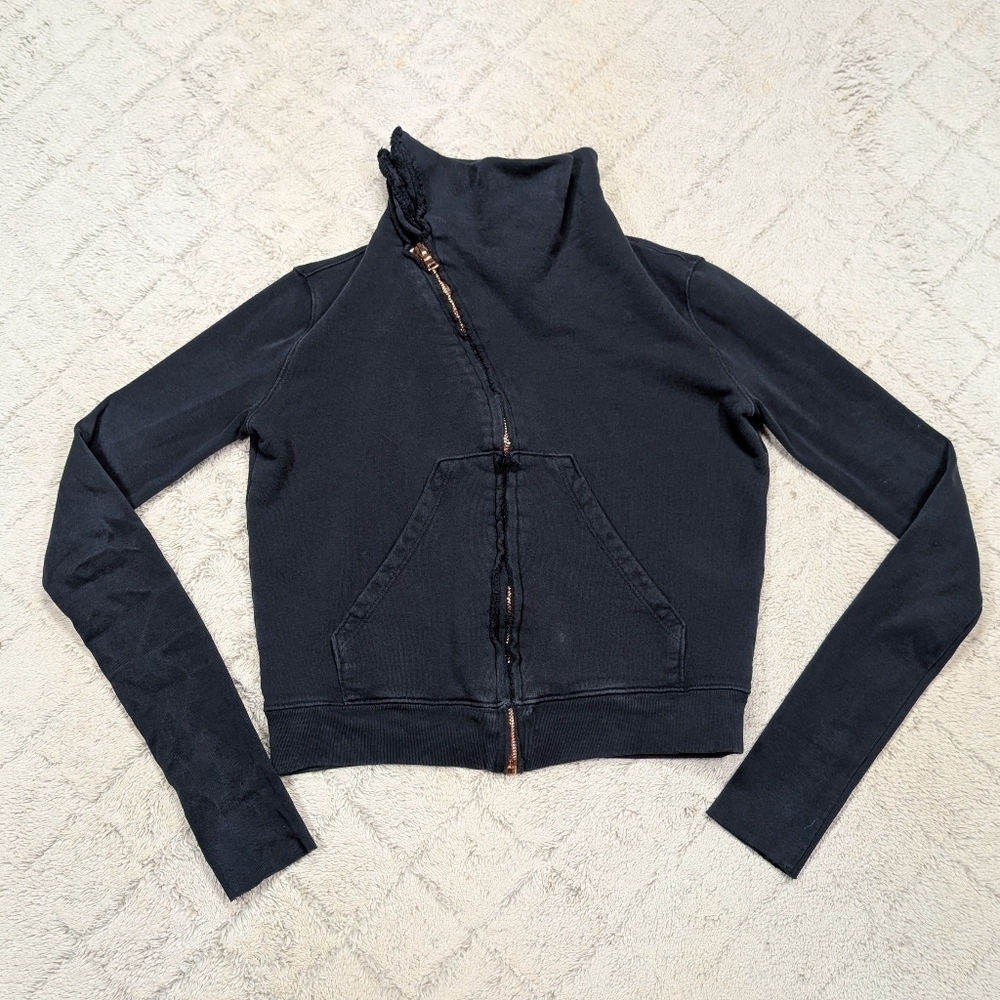 Frank & Eileen Jacket Womens XS Blue Navy Asymmetric Zip Fleece Sweatshirt